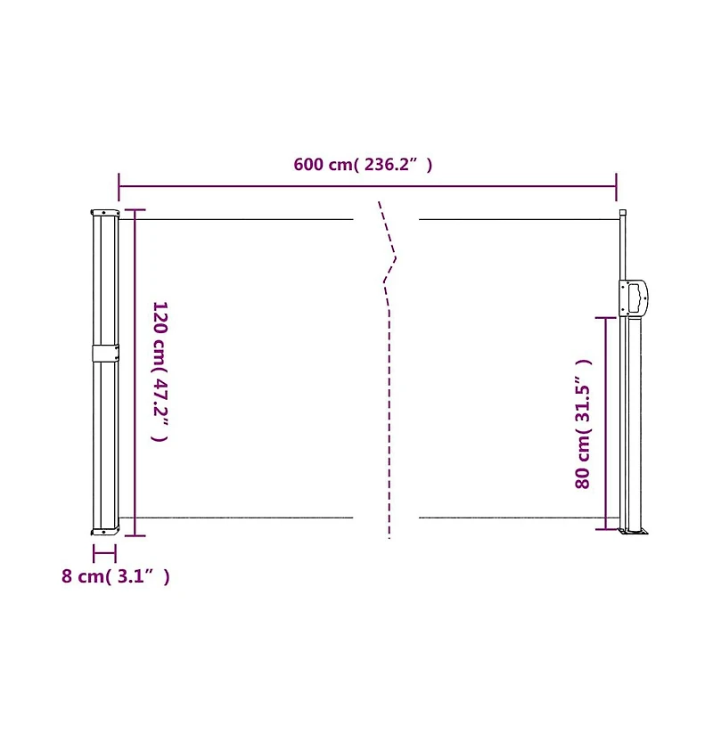 Retractable Side Awning Anthracite Polyester with Pu coating