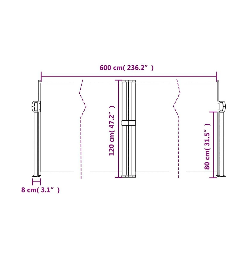 vidaXL Retractable Side Awning Anthracite Polyester with Pu coating