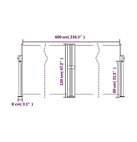 vidaXL Retractable Side Awning Anthracite Polyester with Pu coating
