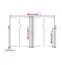 vidaXL Retractable Side Awning Anthracite 100% polyester with Pu coating