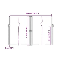 Retractable Side Awning Anthracite 100% polyester with Pu coating