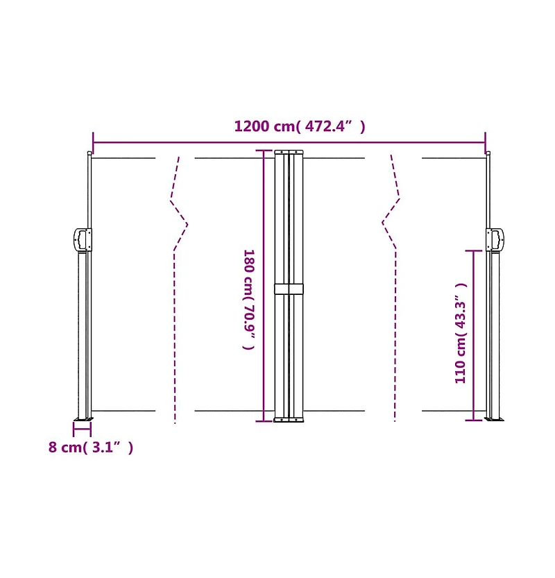 vidaXL Retractable Side Awning Anthracite 70.9"x472.4"