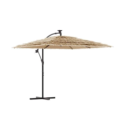 vidaXL Garden Parasol Brown Polyester Large Adjustable Armrests