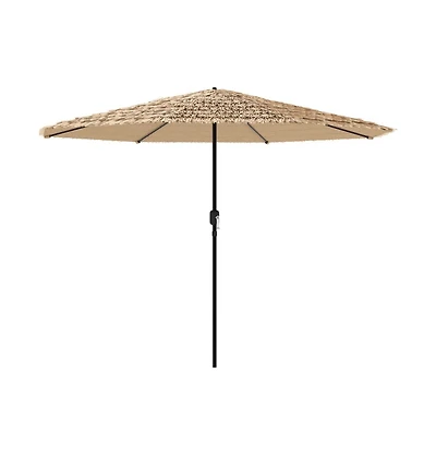 vidaXL Garden Parasol Brown Polyester, Powder-Coated Steel Large