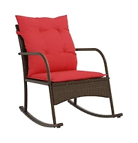 vidaXL Patio Rocking Chair Brown Pe rattan Medium Removable Covers
