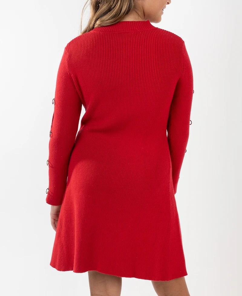 Rare Editions Girls 7-16 Bow Detail Long Sleeve Dress