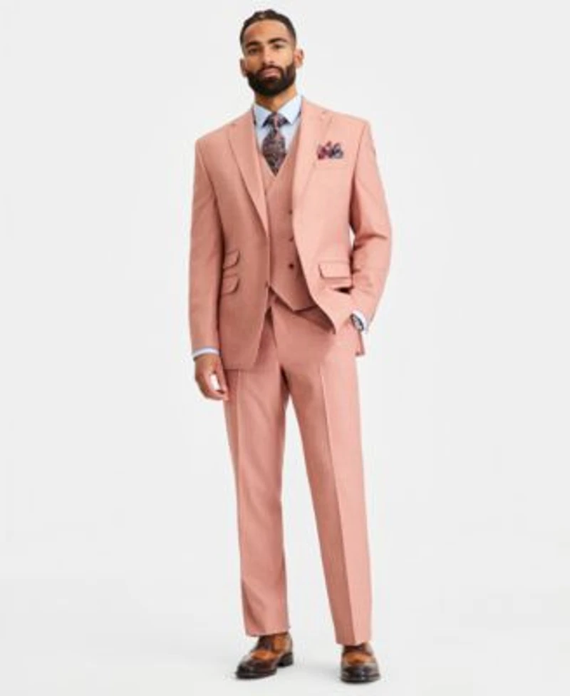 Tayion Collection Mens Classic Fit Rust Solid Suit Separates Jacket Vest Pants