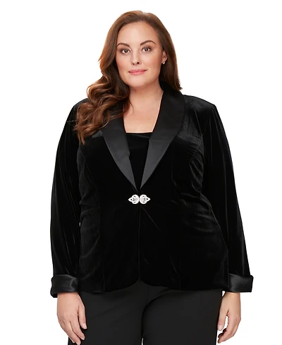 Alex Evenings Plus Velvet Blazer & Sleeveless Top