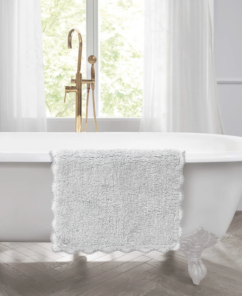Laura Ashley Heathered Crochet Border Cotton Bath Rug, 20" x 32"