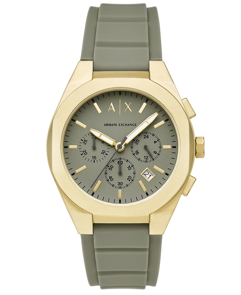 Armani Exchange Men's Sync Chronograph Green Silicone Watch, 42mm