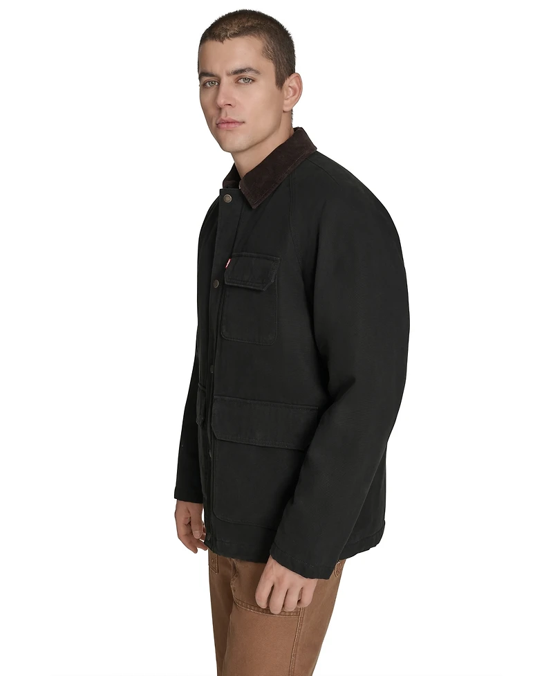 Levi's Men's Cotton Canvas with Corduroy Collar Barn Jacket