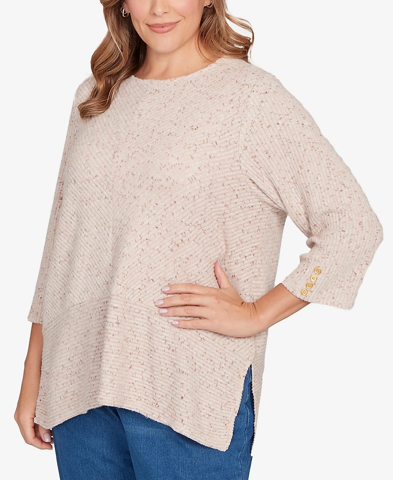 Ruby Rd. Plus Speckled Heather Rib Knit Top