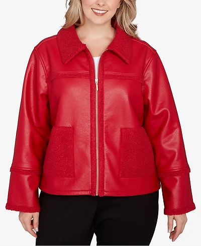 Ruby Rd. Plus Shearling Zipper Front Jacket