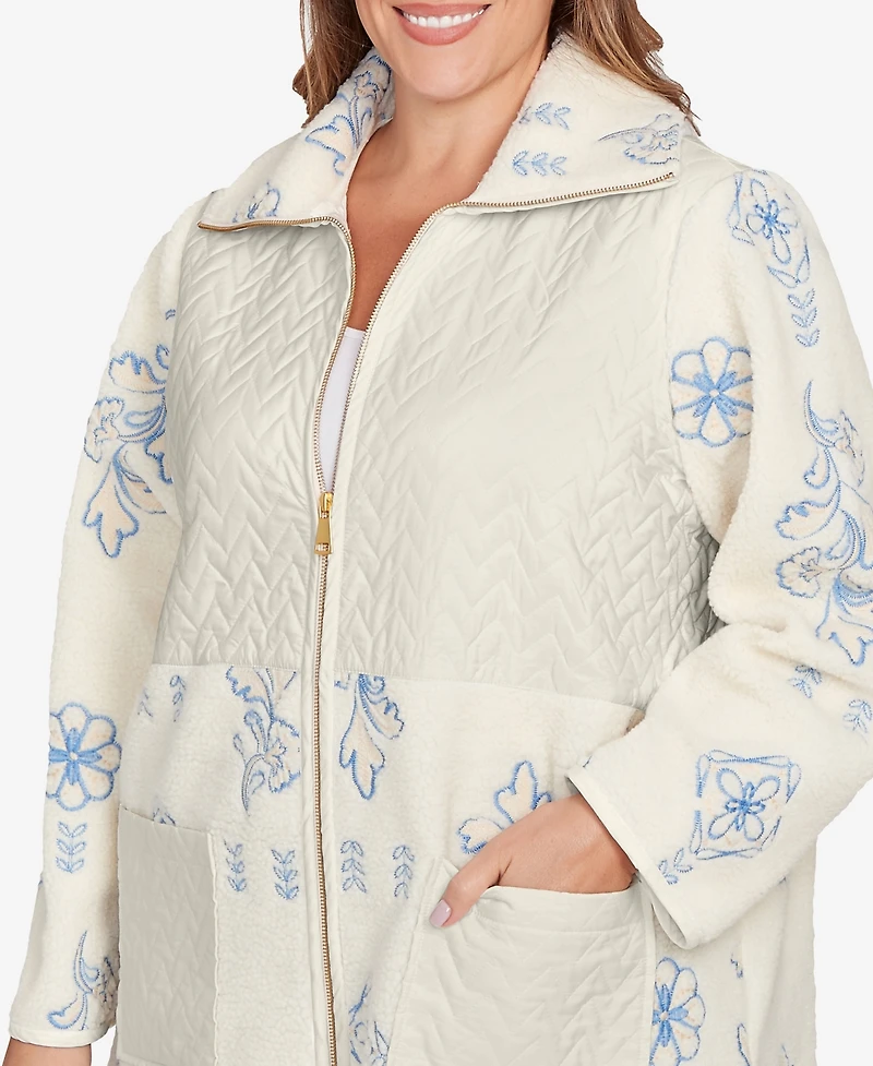Ruby Rd. Plus Embroidered Quilted Shearling Jacket