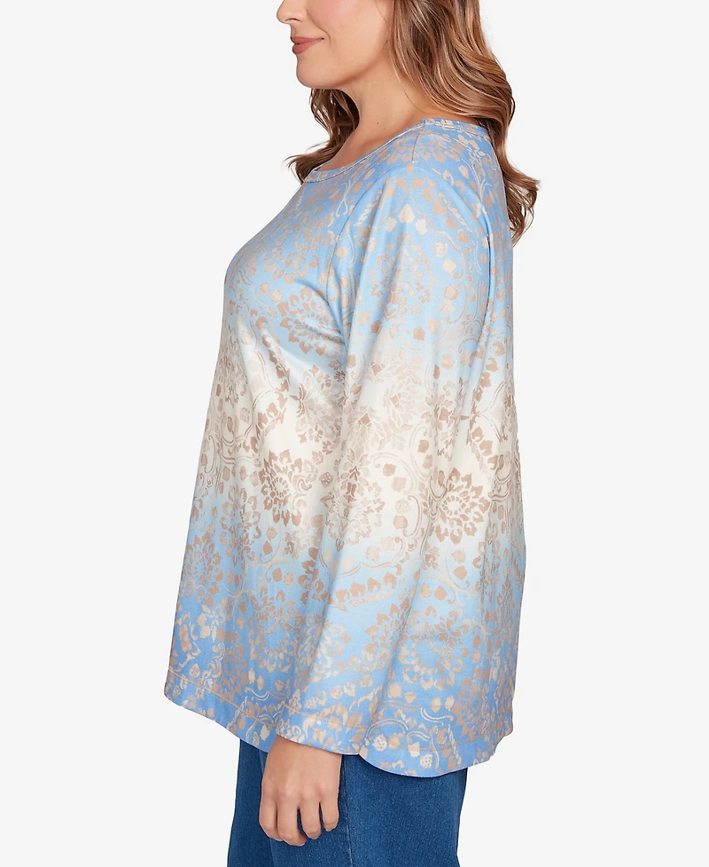 Ruby Rd. Plus Brushed Medallion Hatchi Knit Top