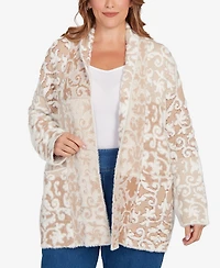 Ruby Rd. Plus Eyelash Scroll Jacquard Cardigan Sweater