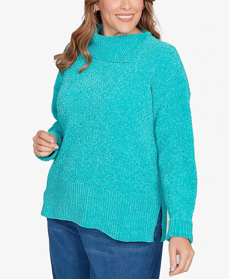 Ruby Rd. Plus Split Cowl Chenille Pullover Sweater