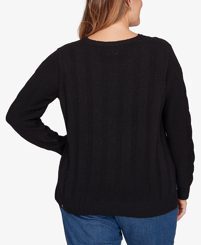 Ruby Rd. Plus Mixed Cable Cozy Sweater