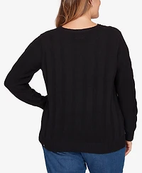 Ruby Rd. Plus Mixed Cable Cozy Sweater