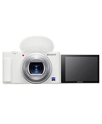 Sony Zv-1 Compact 4K Hd Camera, White, Bundle with Shooting Grip/Tripod, 64GB Memory Card and Shoulder Bag