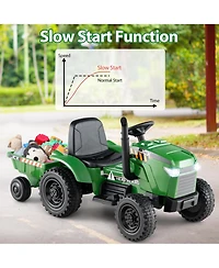 Gymax 2-in-1 Kids Ride On Tractor 12V Battery Powered Toy Car w/ Remote Control Grayish