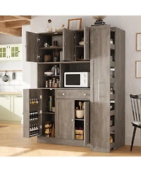 Streamdale Furniture Buffet with Hutch, Kitchen Pantry Storage Cabinet - Brown