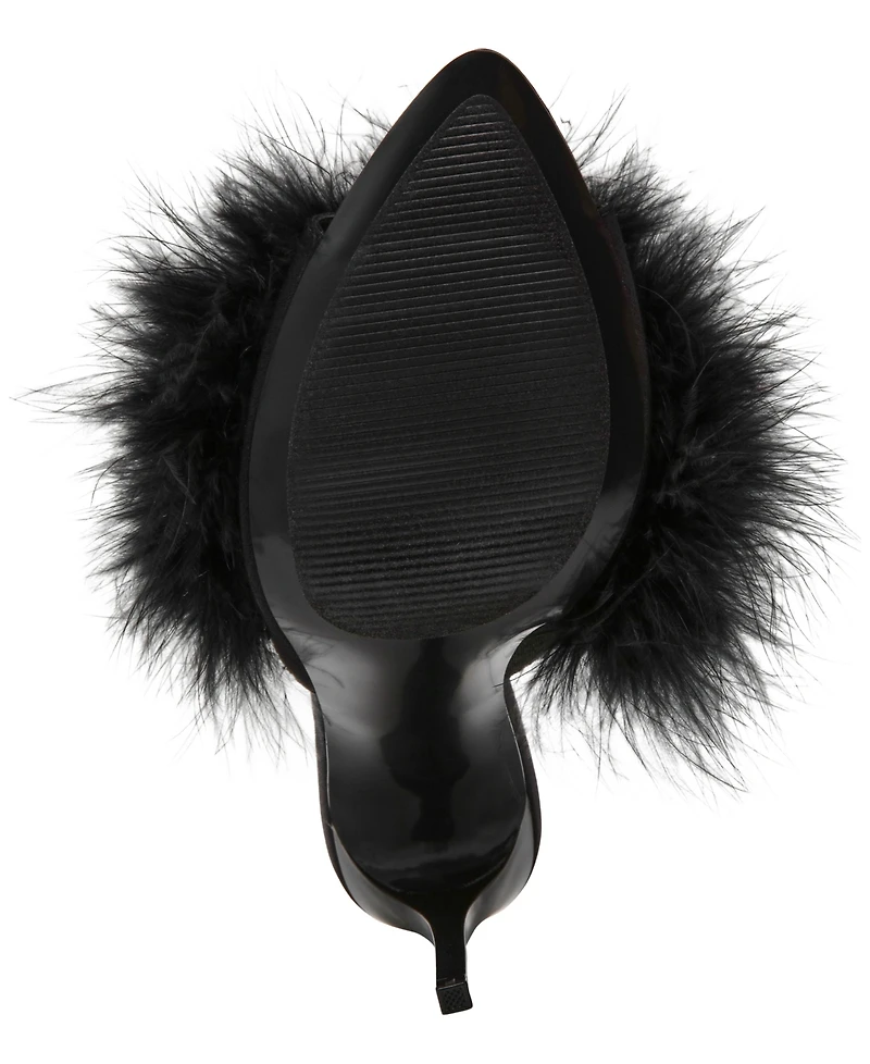 Steve Madden Women's Ashbey Feather Stiletto Dress Mules