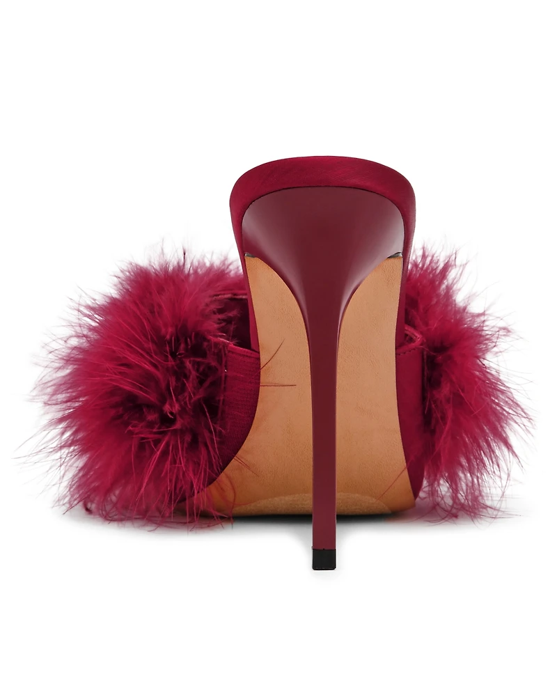 Steve Madden Women's Ashbey Feather Stiletto Dress Mules