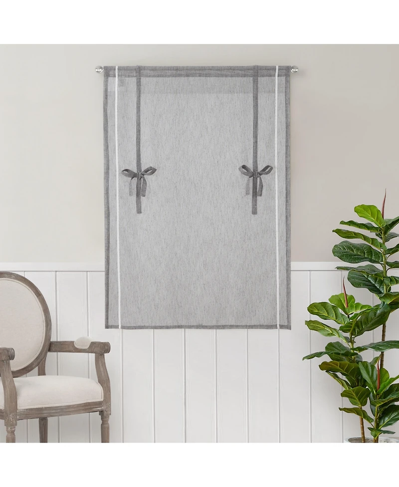 Kate Aurora Rod Pocket Textured Yarn Sheer Tie Up Balloon Curtain Window Panel - 63 in. Long