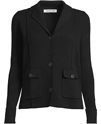 Lands' End Women's Drifter Ribbed Collared Blazer Sweater