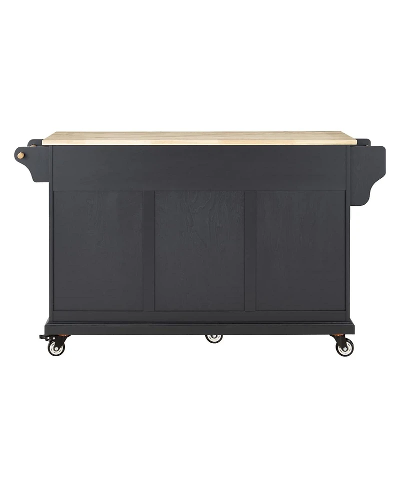 Farmhouse Kitchen Island Cart with Solid Wood Top, Ample Storage, Towel Rack & Locking Wheels, Rolling Buffet Table-Maison Boucle