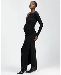 Pietro Brunelli Maternity Boat Neck Maxi Daphne Dress with Side Ruching