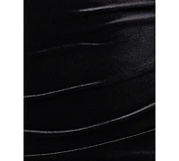 B&A By Betsy and Adam Plus Velvet Mesh Ballgown