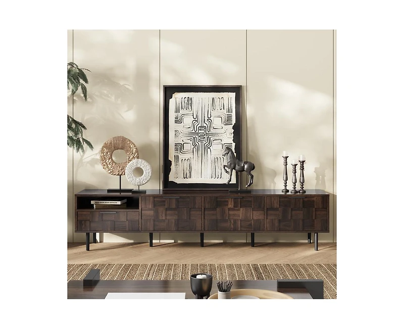 Casainc 78" Mid Century Modern Tv Stand with Storage Cabinets