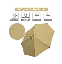 Yescom 9FT UV50+ Olefin Outdoor Patio Umbrella with Base Crank Tilt Fade Resistant for Garden Beach Pool Deck Market Porch Backyard Cafe,Tan