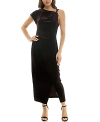 Taylor Women's Asymmetrical Midi Velvet Dress