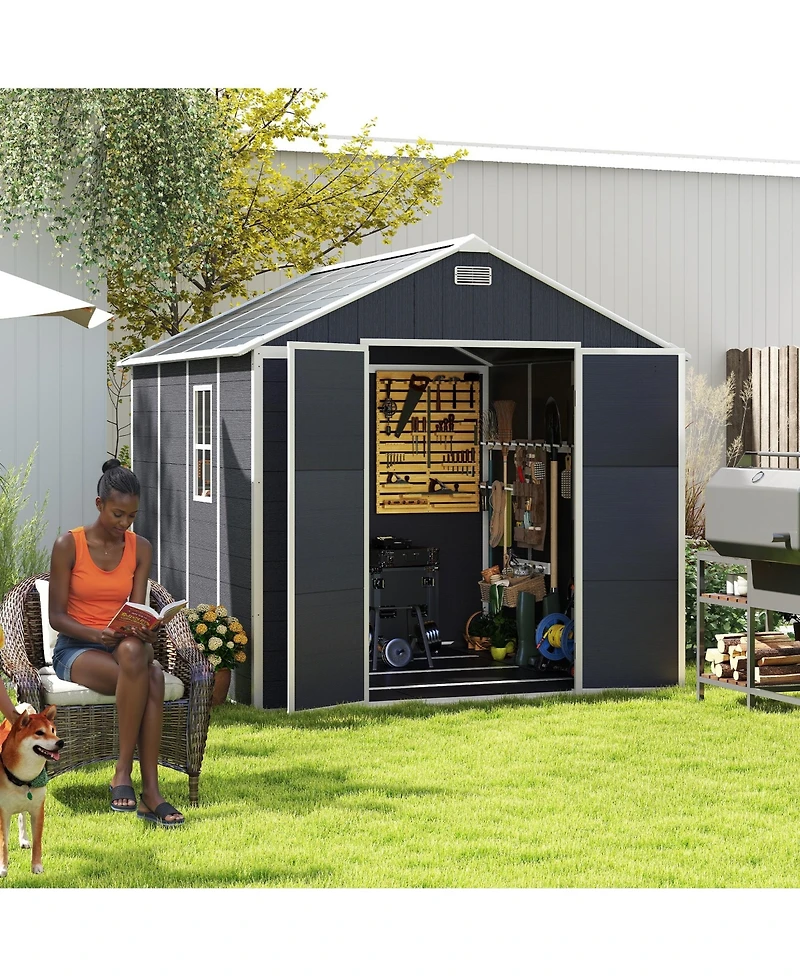 Mondawe 10x12ft Metal Storage Shed, Outdoor Garden Utility Shed with Windows & Protective Film