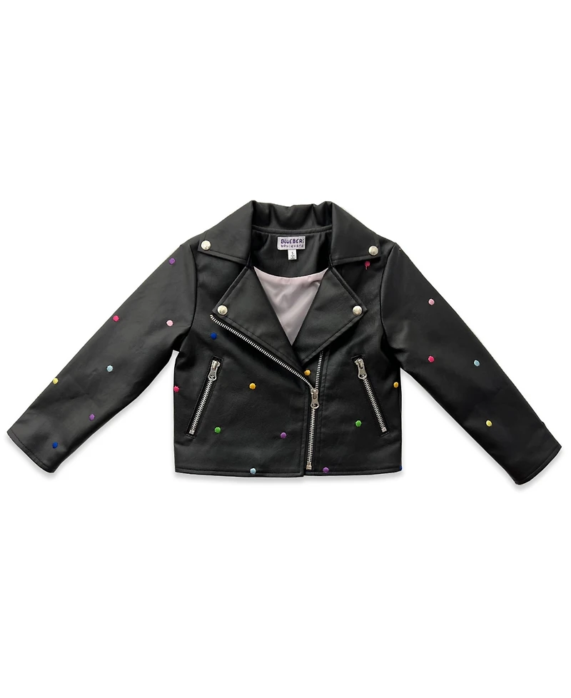Blueberi Boulevard Girls 2T-6X Pleated Moto Jacket Dress