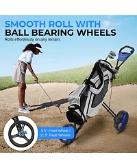 SereneLife Foldable 3-Wheel Golf Push Cart with Deluxe Scorecard Holder