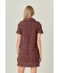 English Factory Women's Stretched Embo Textured Mini Dress