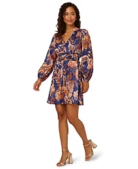 Adrianna by Papell Women's V-Neck Pull-On Printed Short Dress