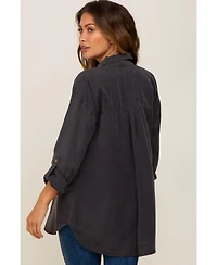 Pinkblush Charcoal Button Down Maternity Top
