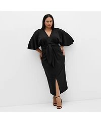 City Chic Women's Briella Tie Front Midi Dress