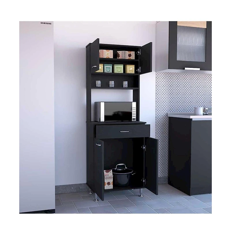 Tuhome Della 60 Pantry Black Mdf