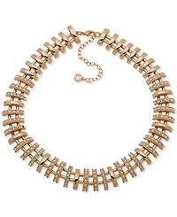 Anne Klein Glass Stones Gold-Tone Open Bar Statement Necklace