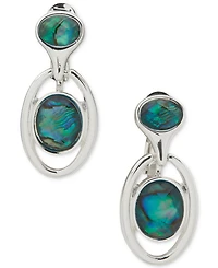 Anne Klein Blue Abalone Smooth Cab Drop Earrings