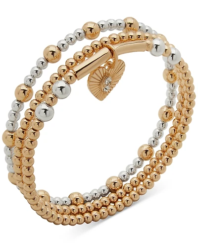 Anne Klein Two-Tone 3-Pc. Sphere Heart Motif Bangle Bracelet Set
