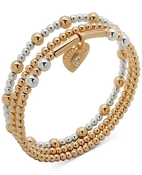 Anne Klein Two-Tone 3-Pc. Sphere Heart Motif Bangle Bracelet Set