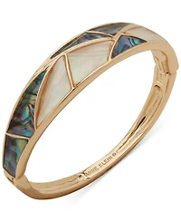 Anne Klein Abalone Inlay Gold-Tone Hinge Bracelet
