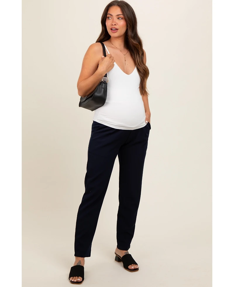 Pinkblush Maternity Navy Blue Pleated Relax Fit Pants